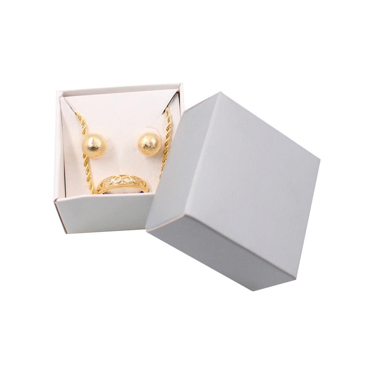 Caixinha de Papel 5X5X3,2 para Conjunto Fundo Branco e Tampa Cor - Prata