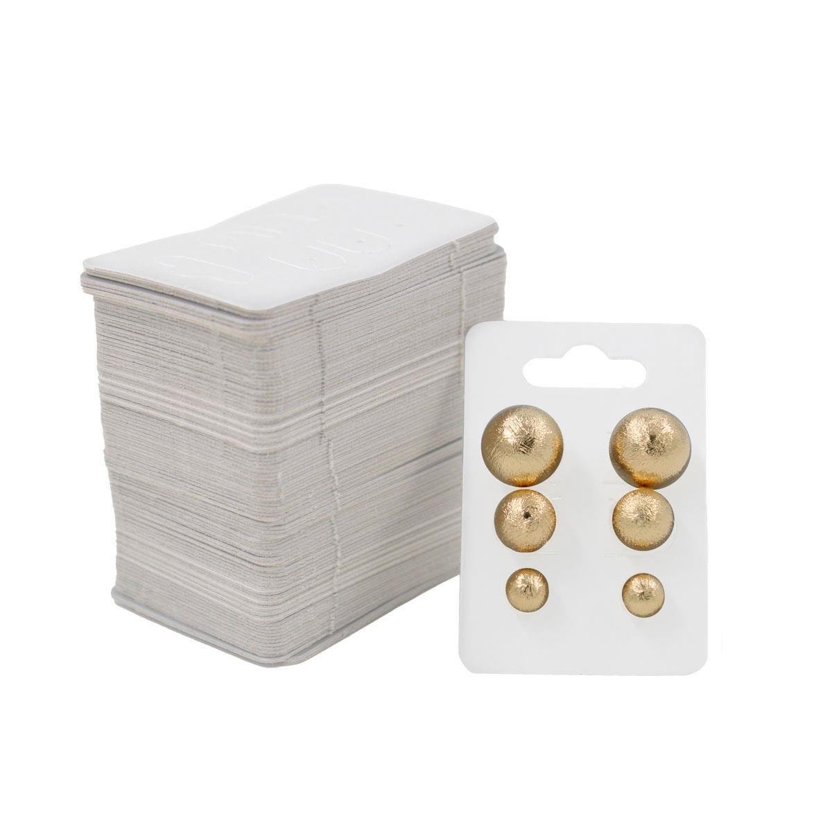 Cartela Para Trio de Brincos 3X4,5 cm Pacote com 100 Un - Branco