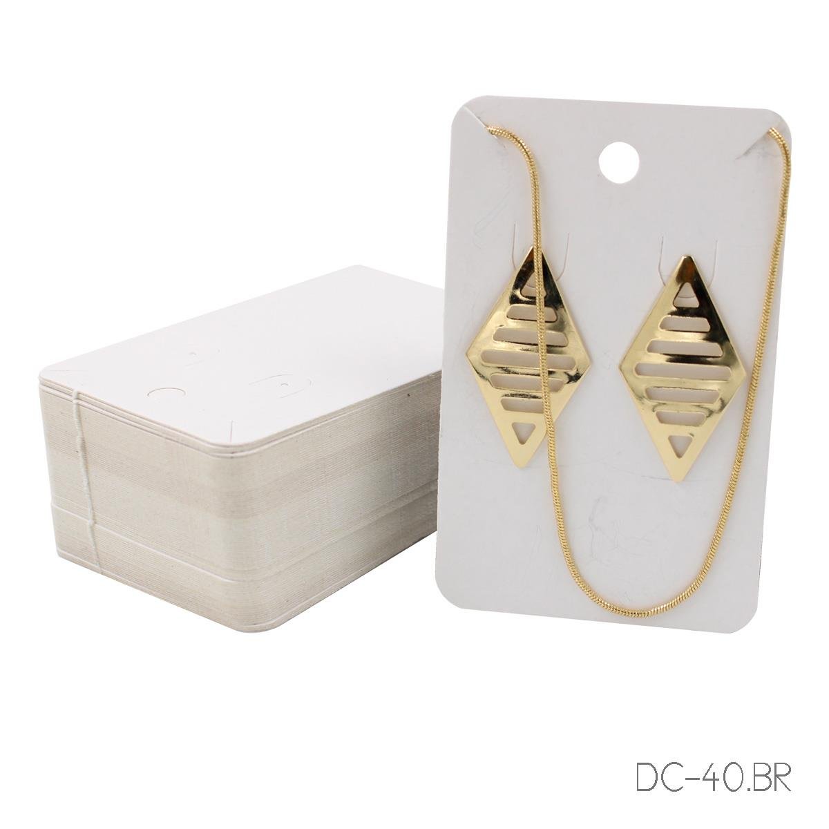 Cartela Para Brincos 5X7,8 cm Retangular Pct 100 - Branco