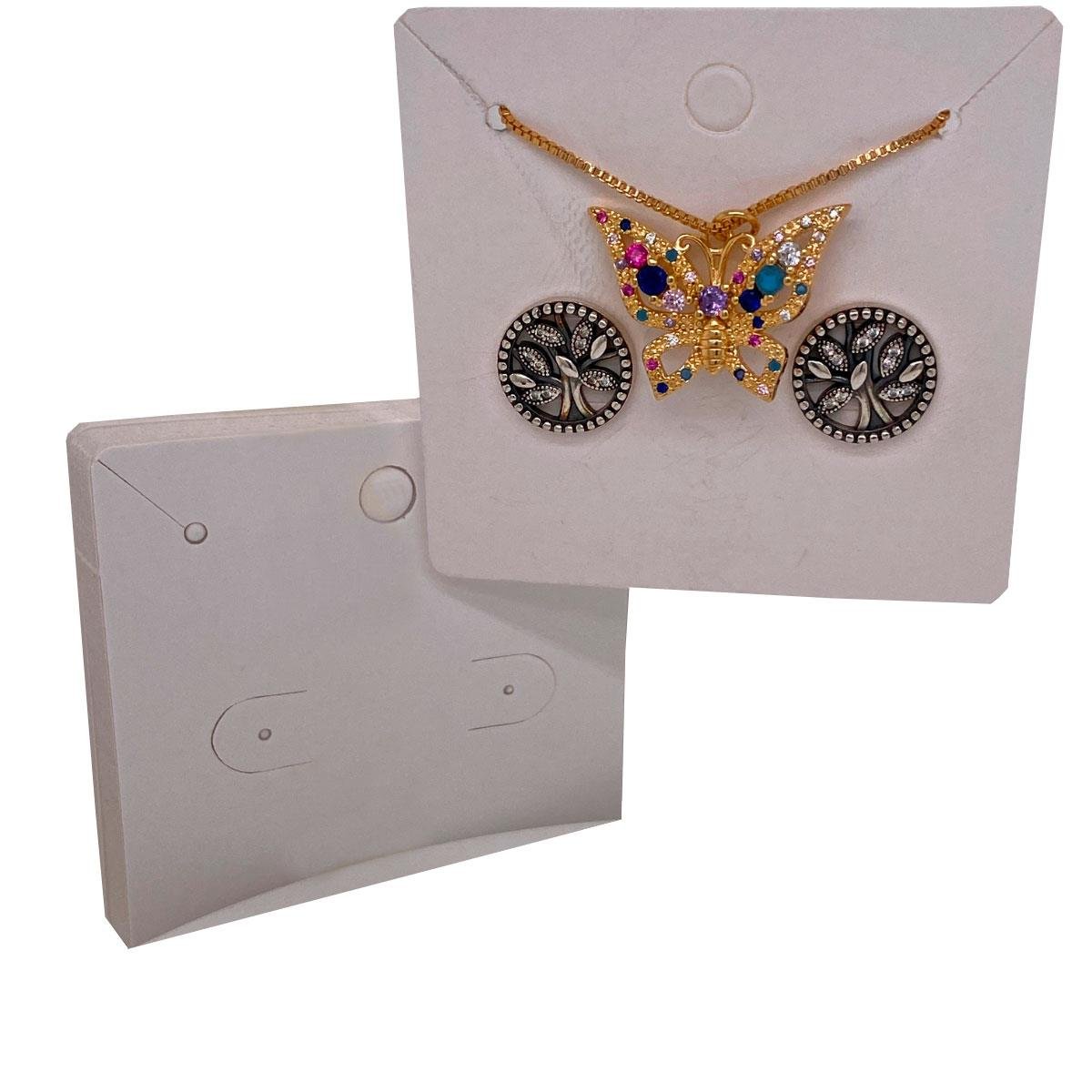 Cartela Para Brinco 5,5X5,5 cm Quadrada Pct 100 - Branco