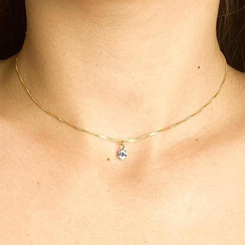 Chocker Veneziana Com Ponto de Luz Folheado a Ouro
