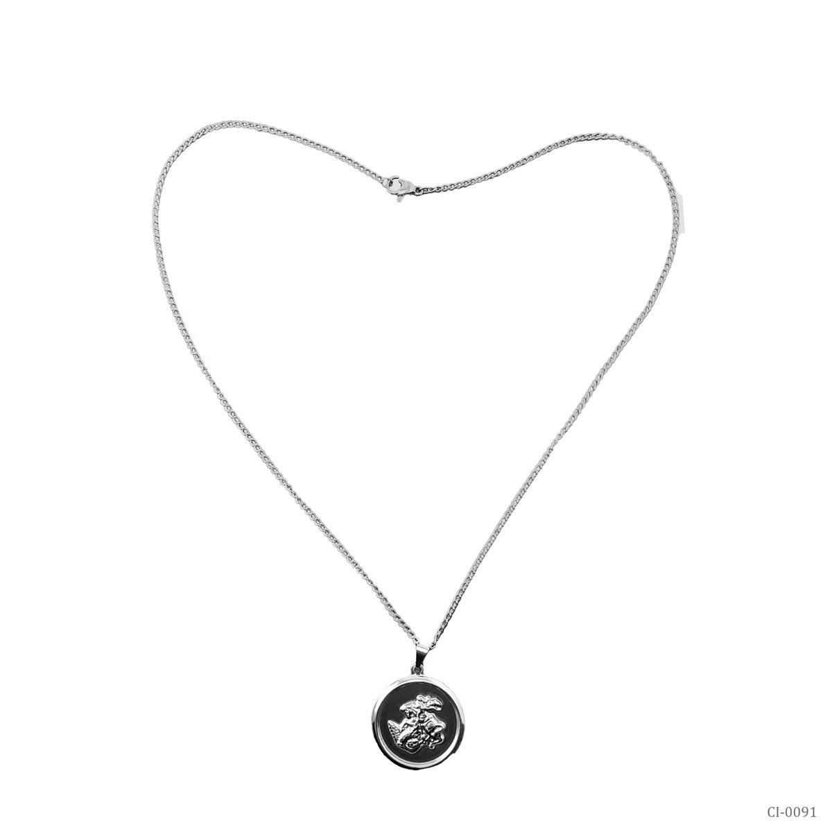Gargantilha Com Medalhão De São Jorge Em Aço Inox