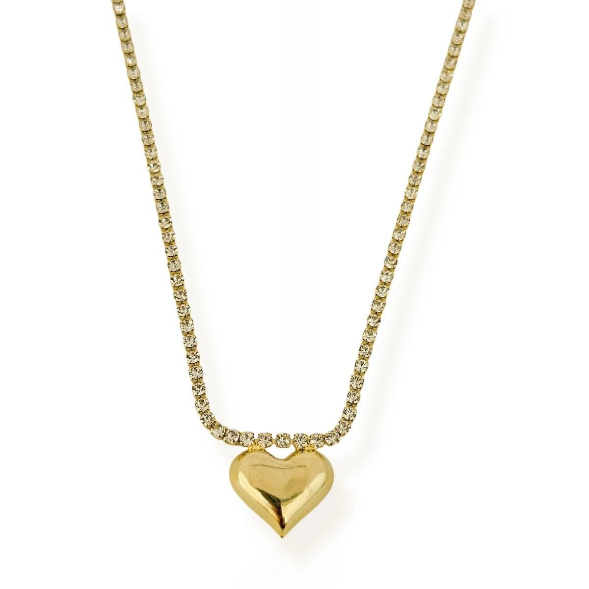 COLAR 30 CM RIVIERA COM CORAÇÃO BANHADO A OURO