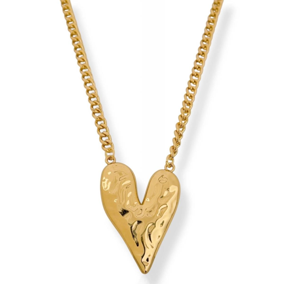 COLAR 40 CM BANHADO A OURO COM CORAÇÃO ORGANICO BANHADO A OURO