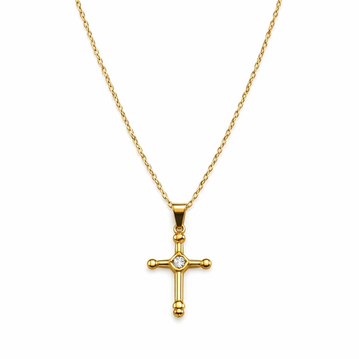 Colar Banhado a Ouro com Crucifixo 60cm