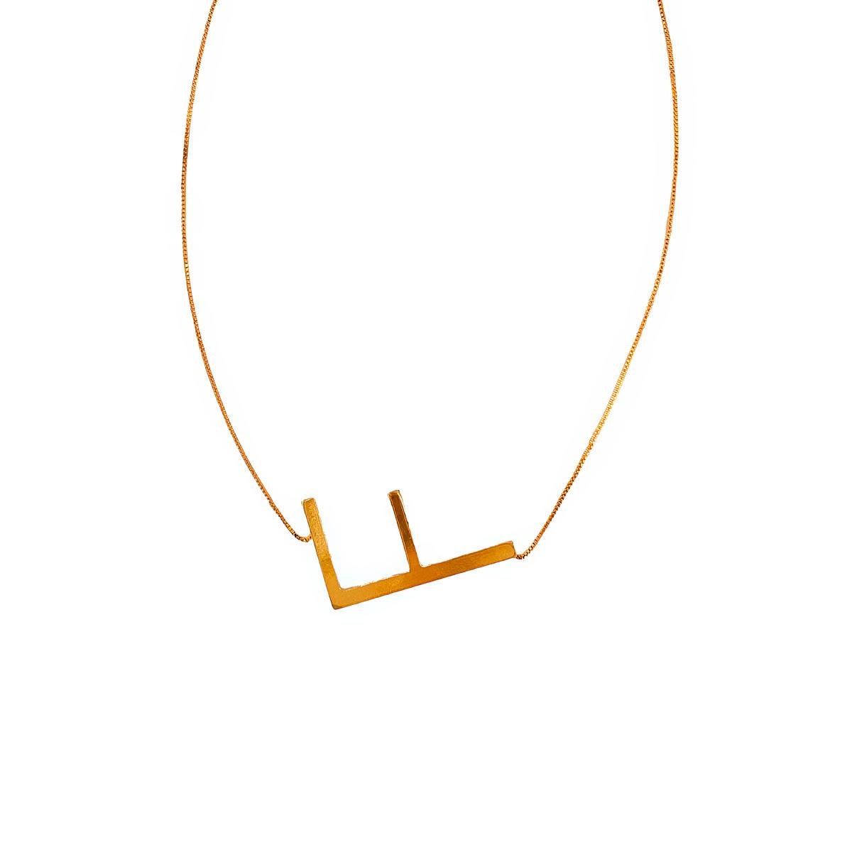 COLAR BANHADO A OURO VENEZIANA LETRA EM CHAPA 45CM