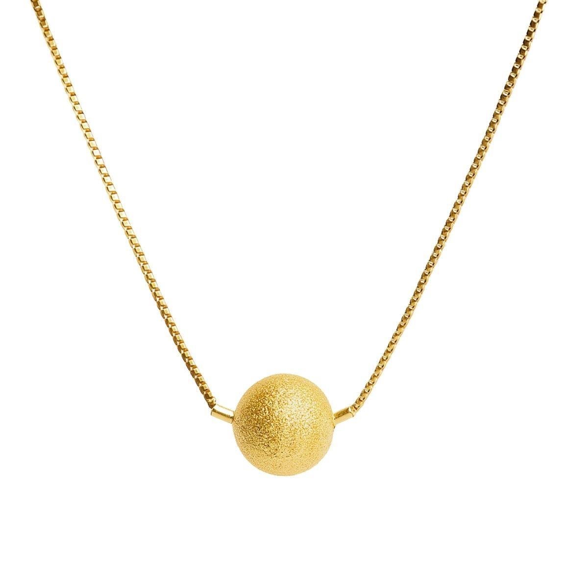 Colar com Bola Passante 50cm Banhado a Ouro