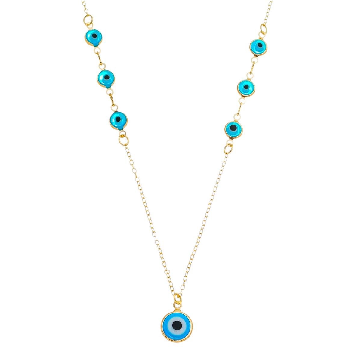 Colar Longo de Olhos Gregos Folheado a Ouro