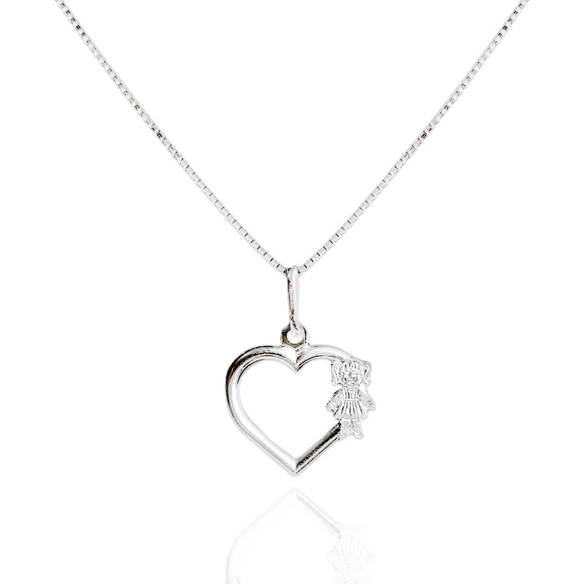 Colar De Prata Coração Menina