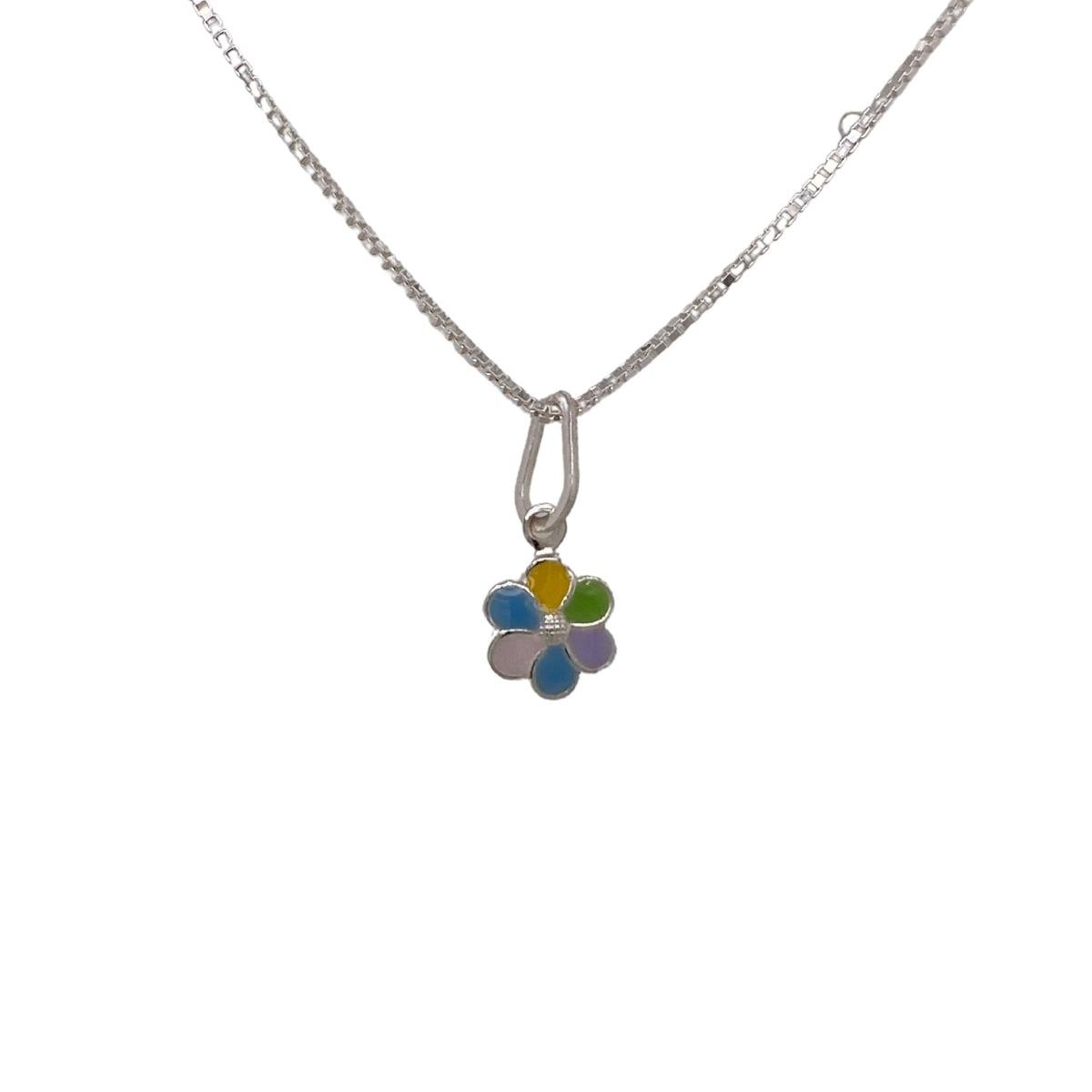 COLAR DE PRATA 925 COM PINGENTE DE FLOR PEQUENA