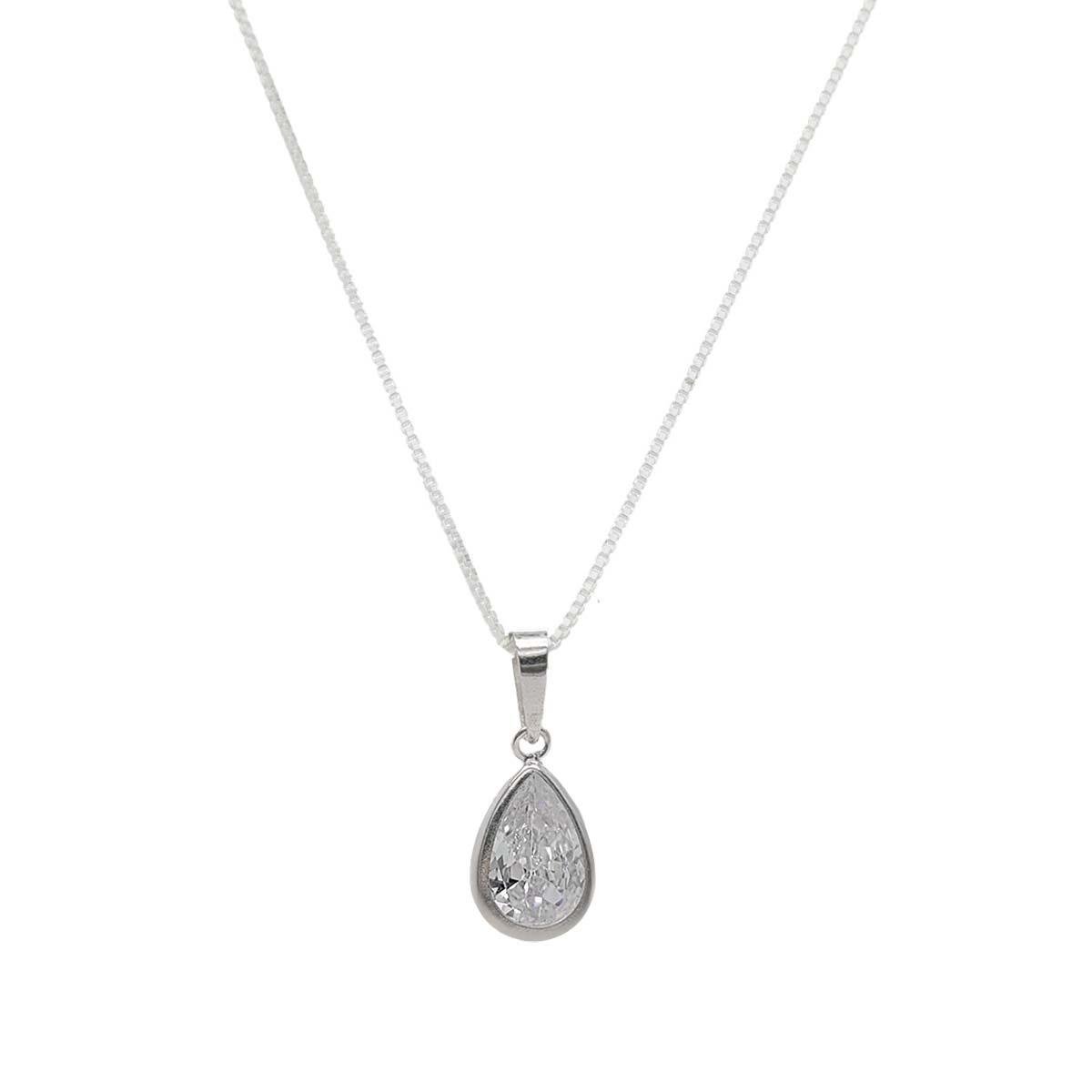 Colar de Prata Com Pingente De Gota 45cm - prata 925