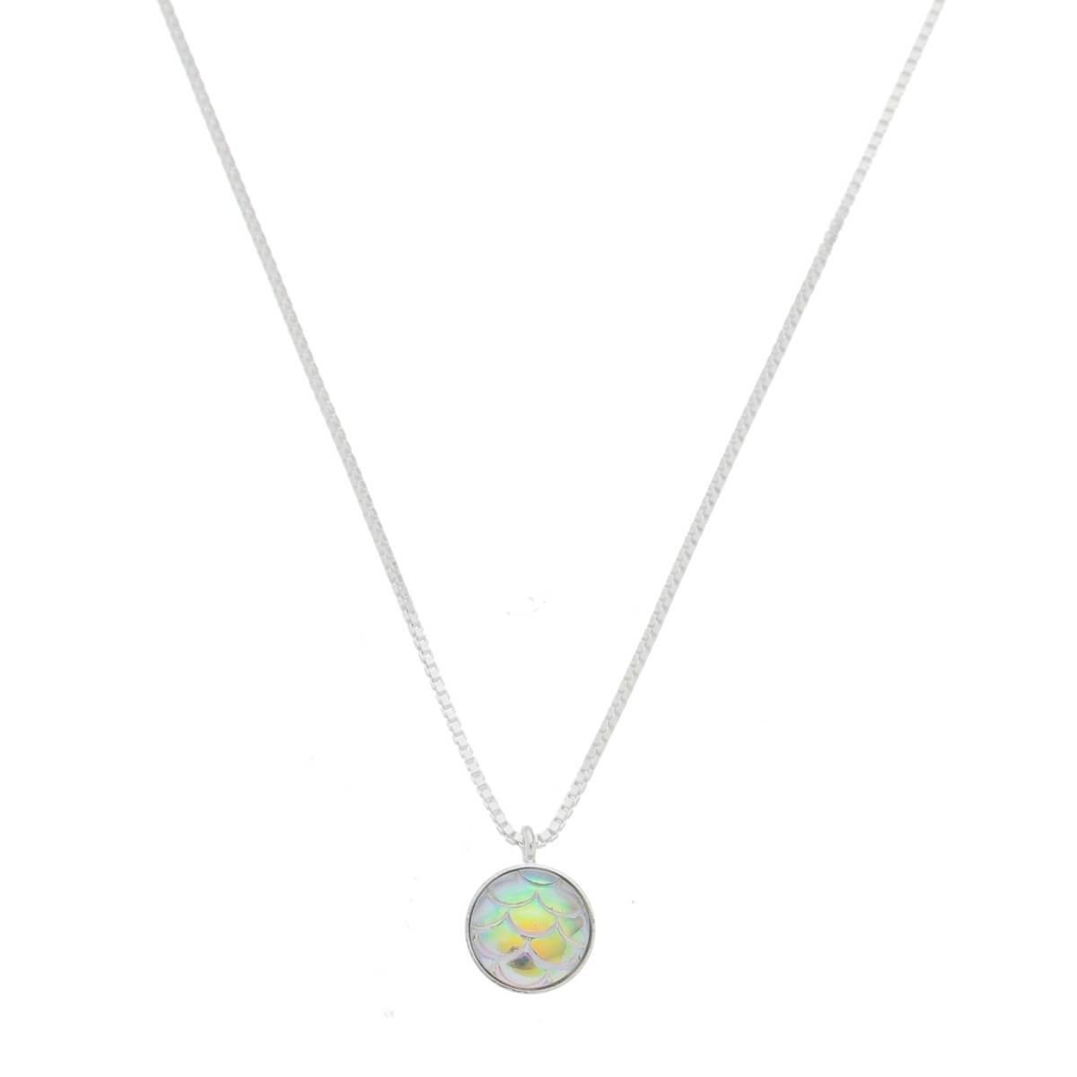 Colar de Prata 925 com Pingente Escama de Sereia 45cm
