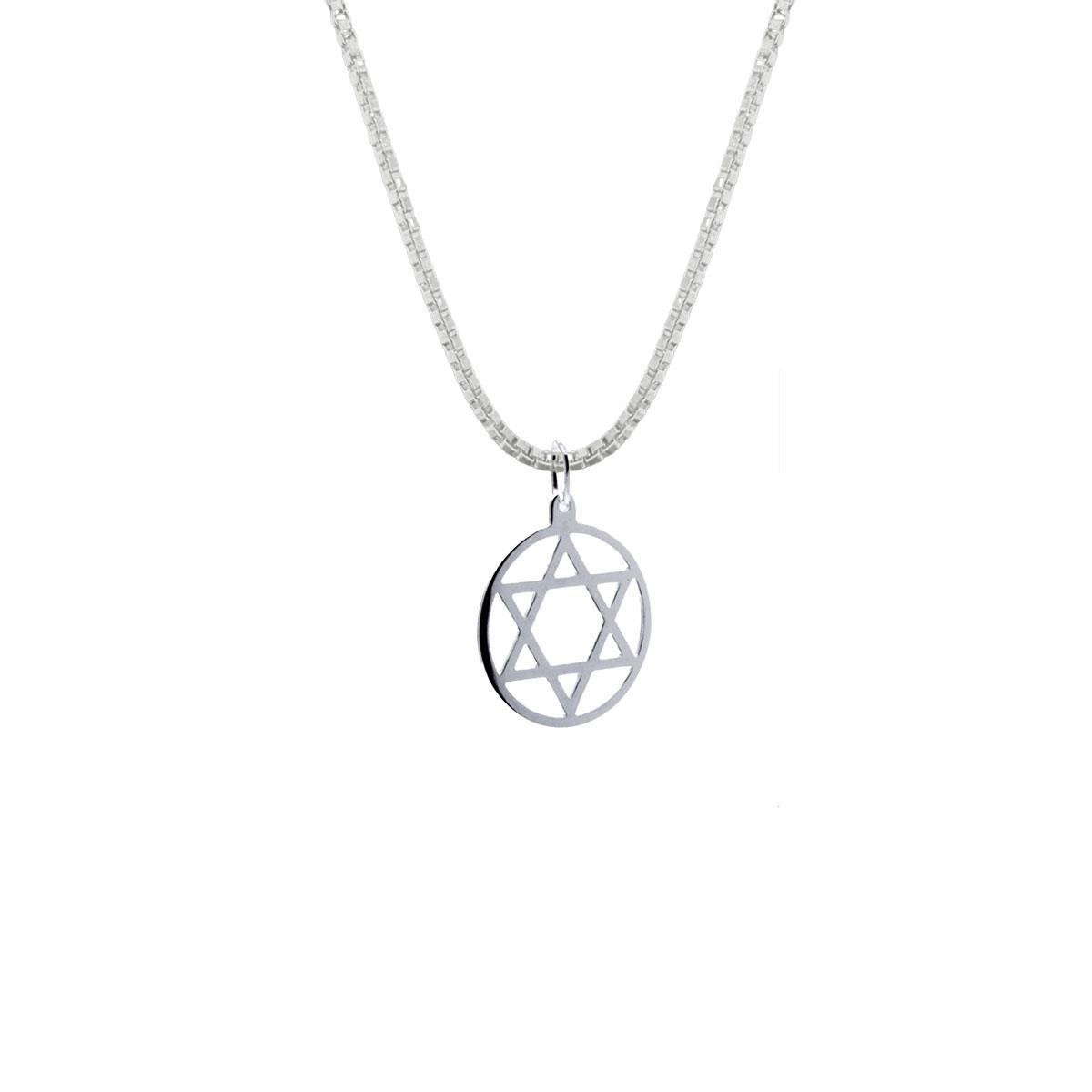 COLAR DE PRATA 925 COM PINGENTE ESTRELA DE DAVI