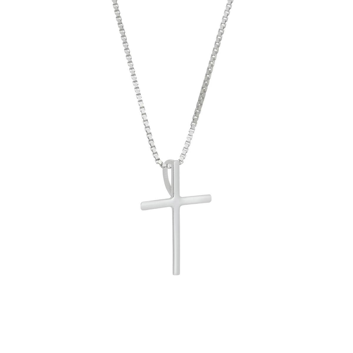 Colar De Prata 925 Cruz 2cm 45cm - prata 925