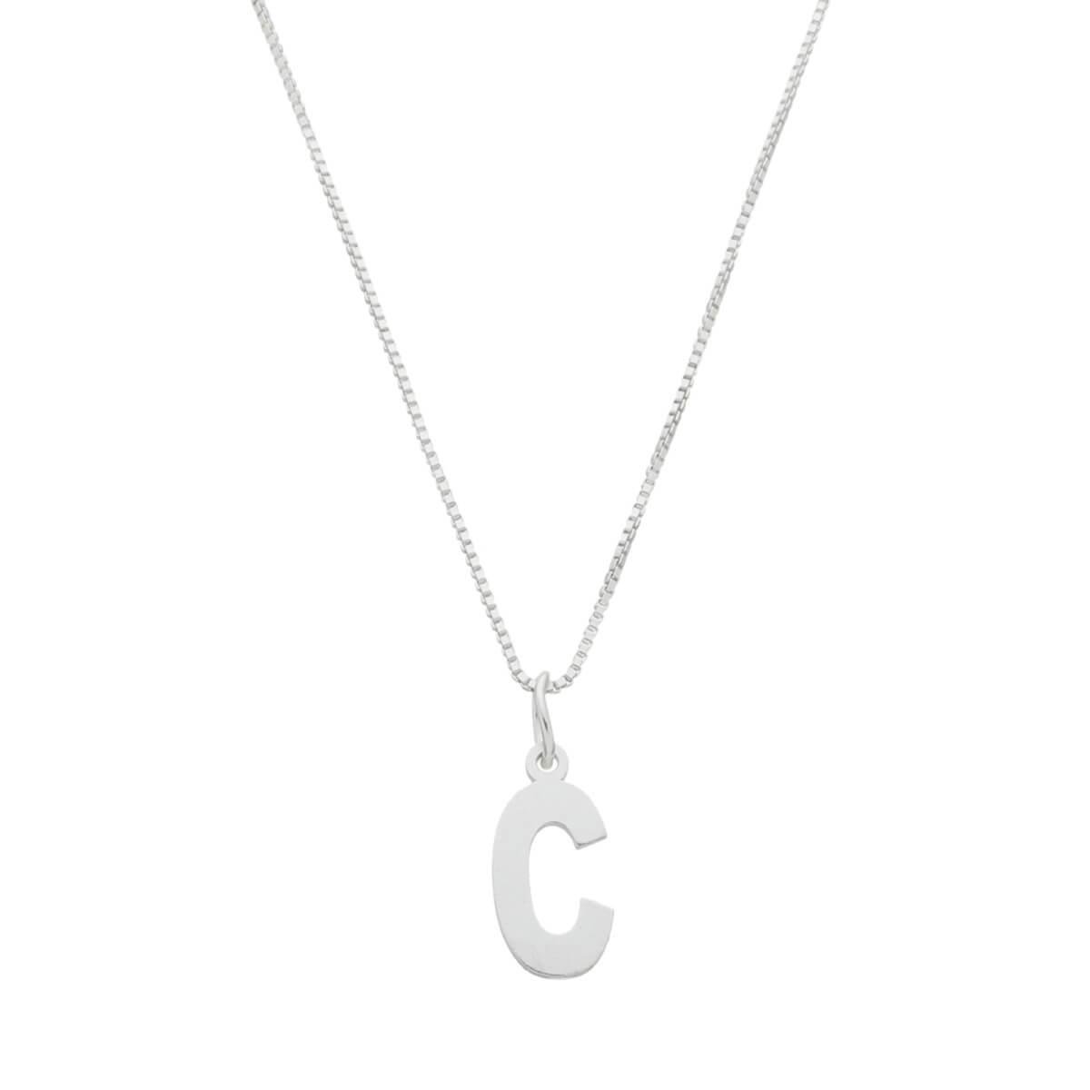 COLAR DE PRATA 925 E PINGENTE DE LETRA LISO
