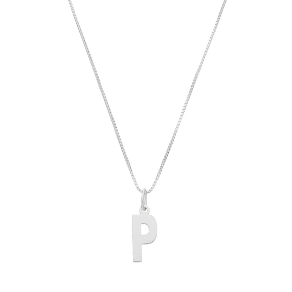 COLAR DE PRATA 925 E PINGENTE DE LETRA LISO