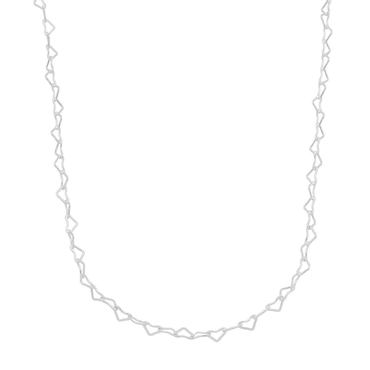 COLAR DE PRATA 925 ELO LARGO CORAÇÕES 50CM