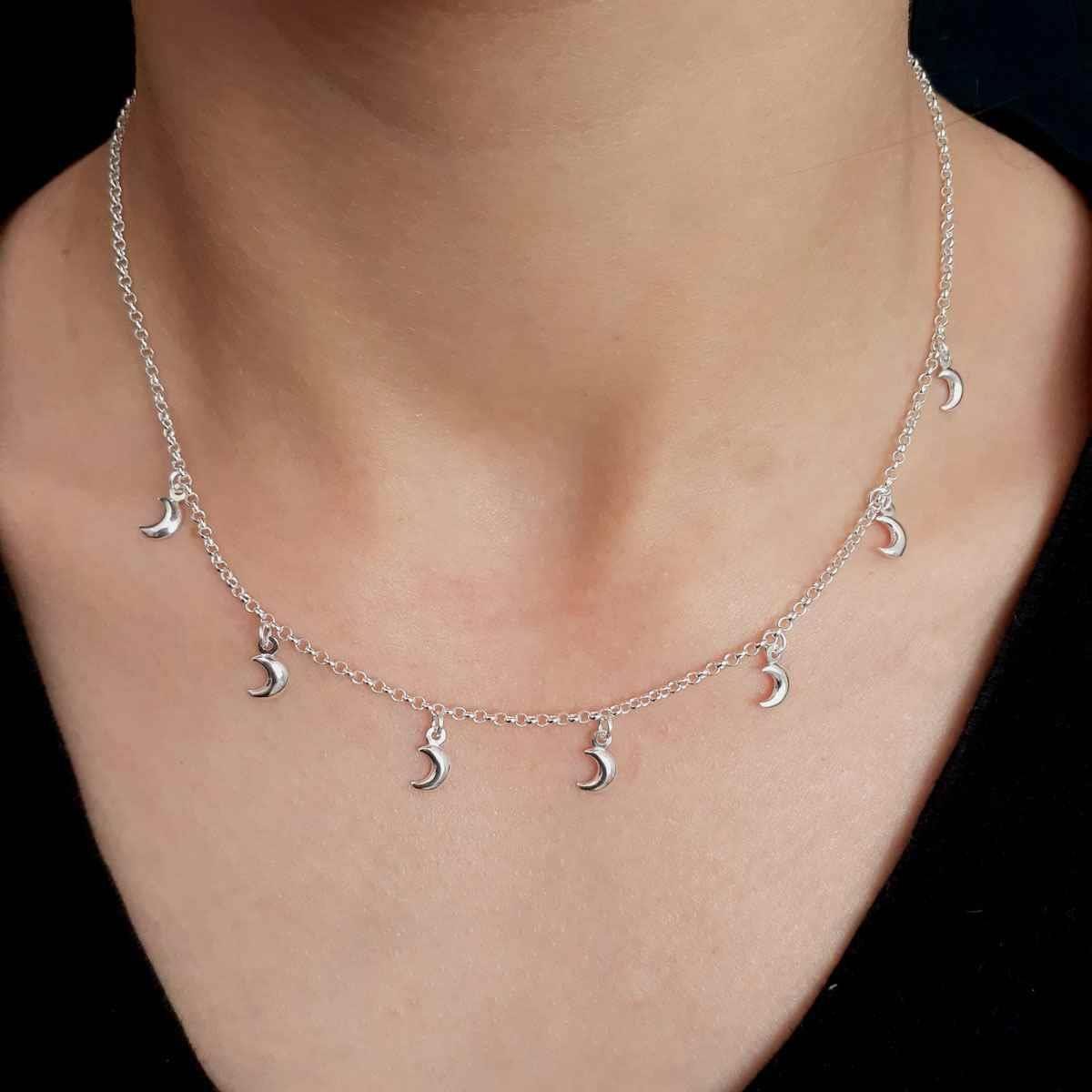 Colar de Lua 40cm de Prata 925