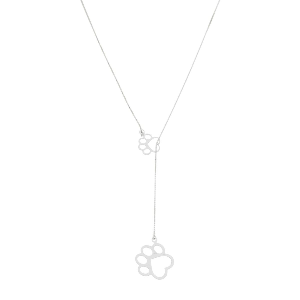 Colar de Prata Gravatinha Patinhas 60cm