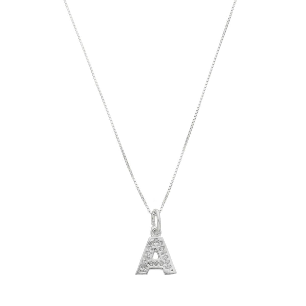 COLAR DE PRATA 925 LETRA CRAVEJADA 45CM