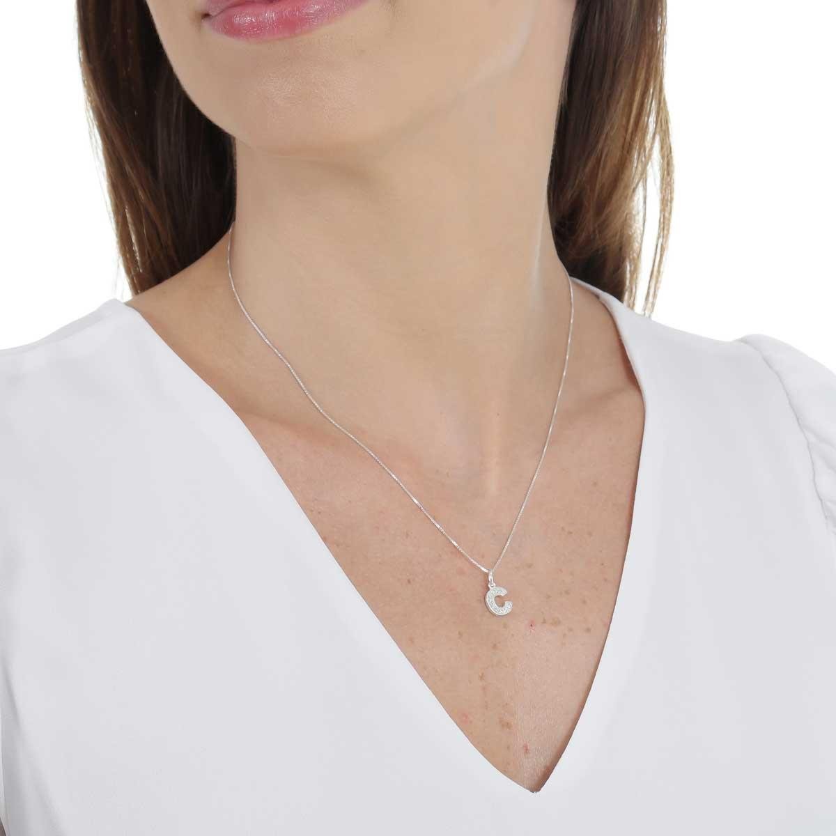 COLAR DE PRATA 925 LETRA CRAVEJADA 45CM