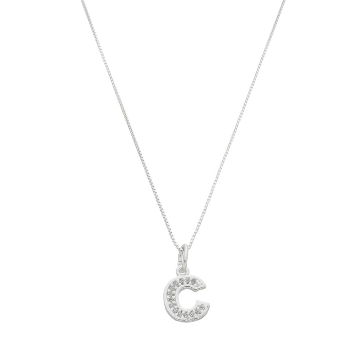 COLAR DE PRATA 925 LETRA CRAVEJADA 45CM