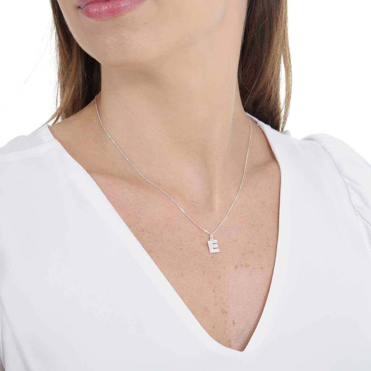 COLAR DE PRATA 925 LETRA CRAVEJADA 45CM