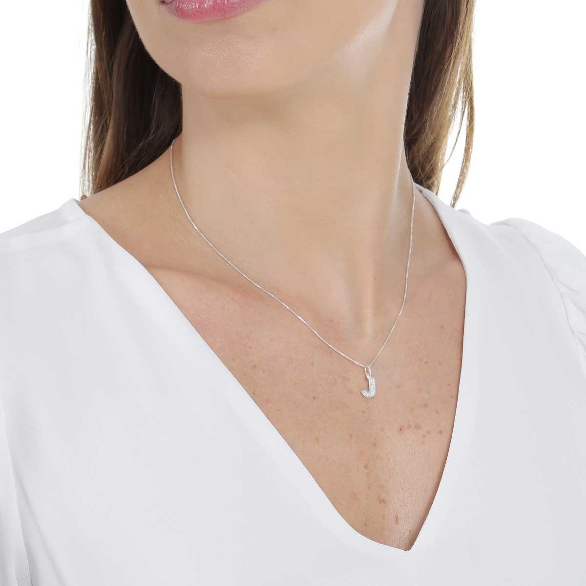 COLAR DE PRATA 925 LETRA CRAVEJADA 45CM