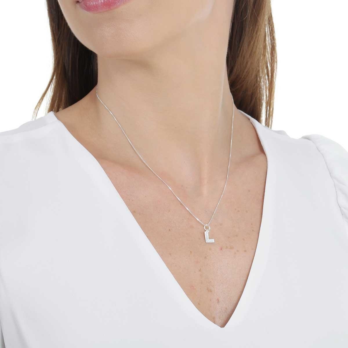 COLAR DE PRATA 925 LETRA CRAVEJADA 45CM