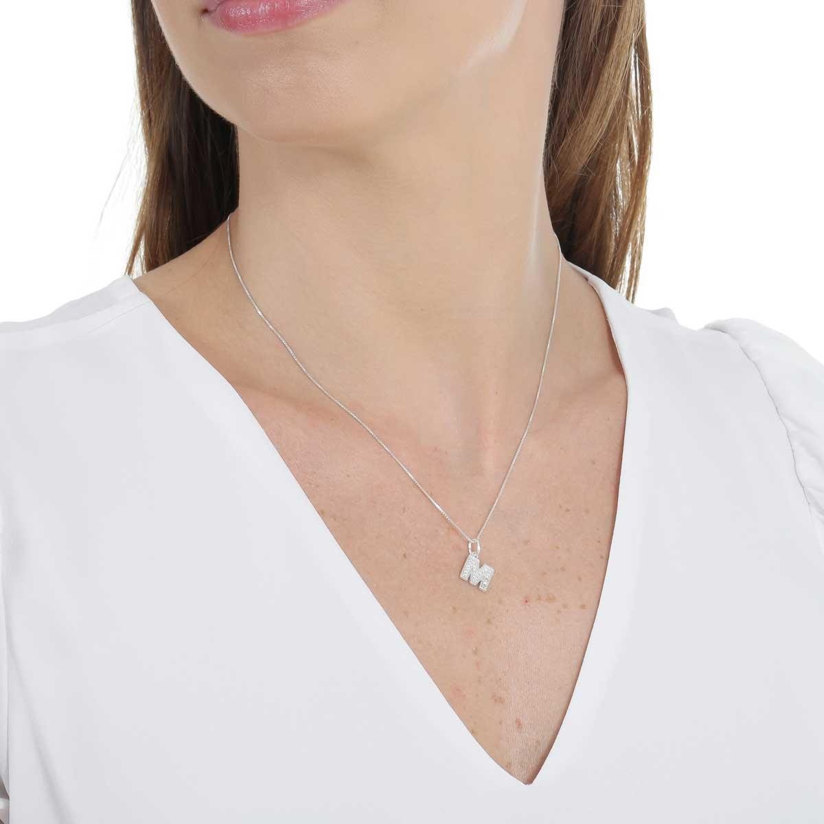 COLAR DE PRATA 925 LETRA CRAVEJADA 45CM