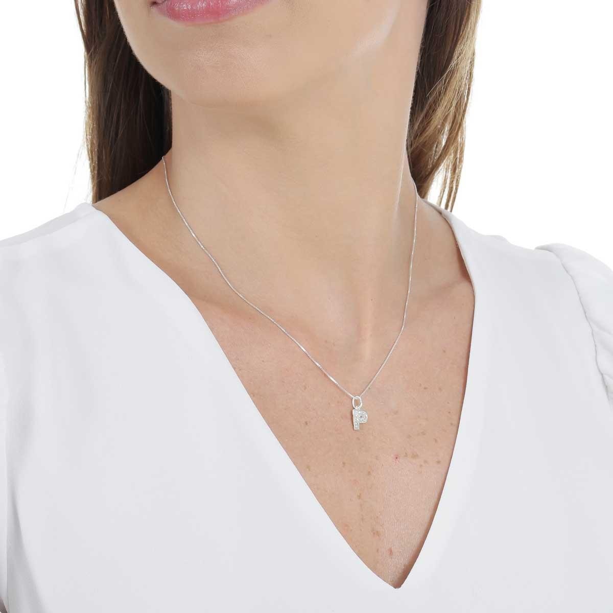 COLAR DE PRATA 925 LETRA CRAVEJADA 45CM