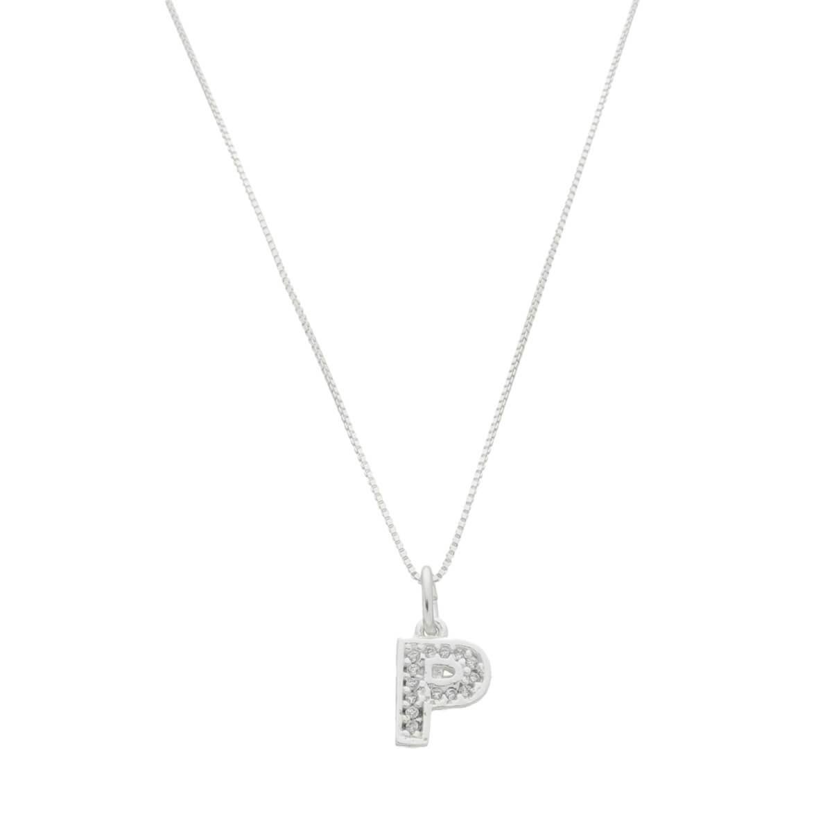 COLAR DE PRATA 925 LETRA CRAVEJADA 45CM