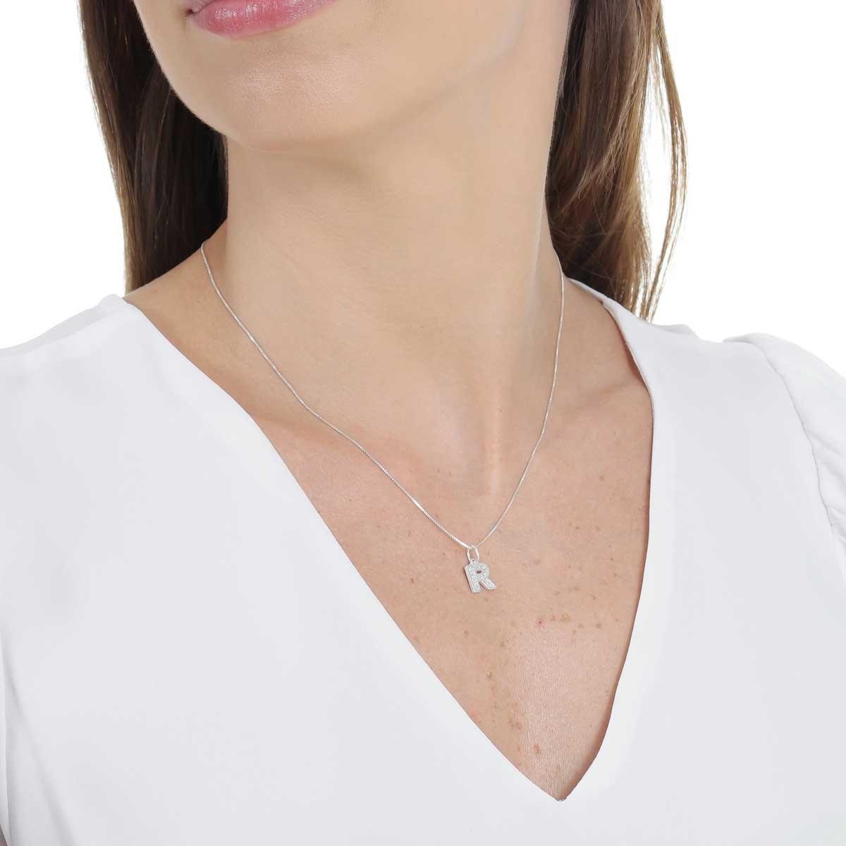 COLAR DE PRATA 925 LETRA CRAVEJADA 45CM