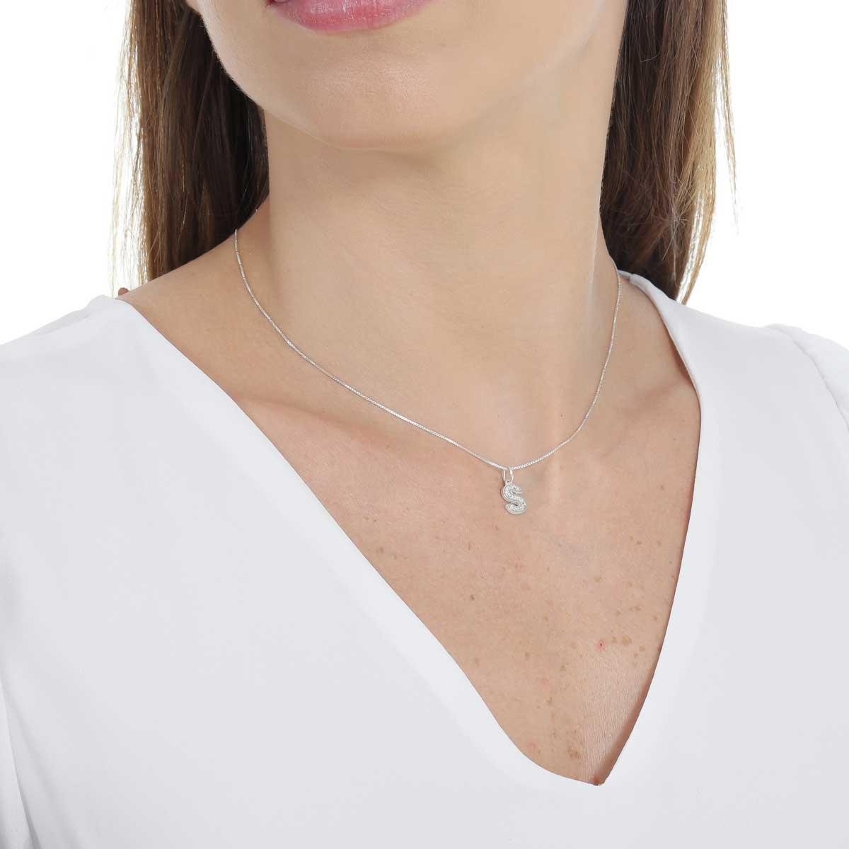 COLAR DE PRATA 925 LETRA CRAVEJADA 45CM