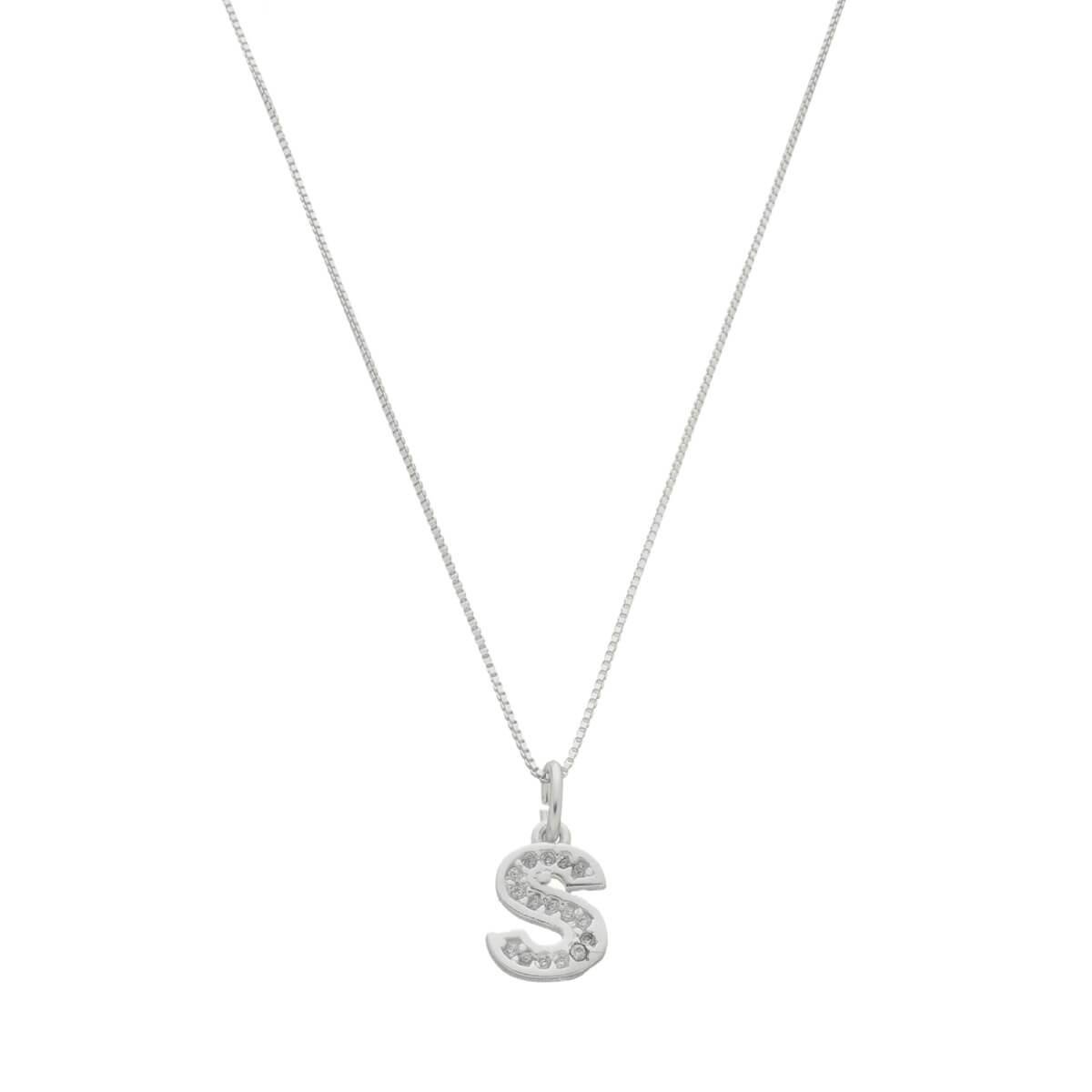 COLAR DE PRATA 925 LETRA CRAVEJADA 45CM