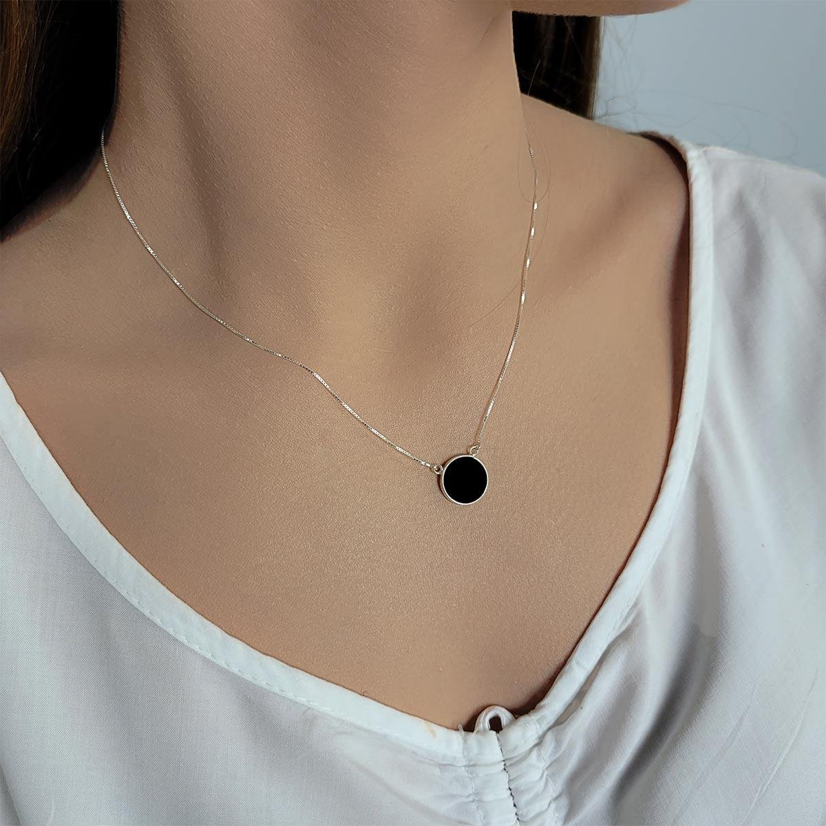 Colar de Prata 925 Madrepérola Redonda