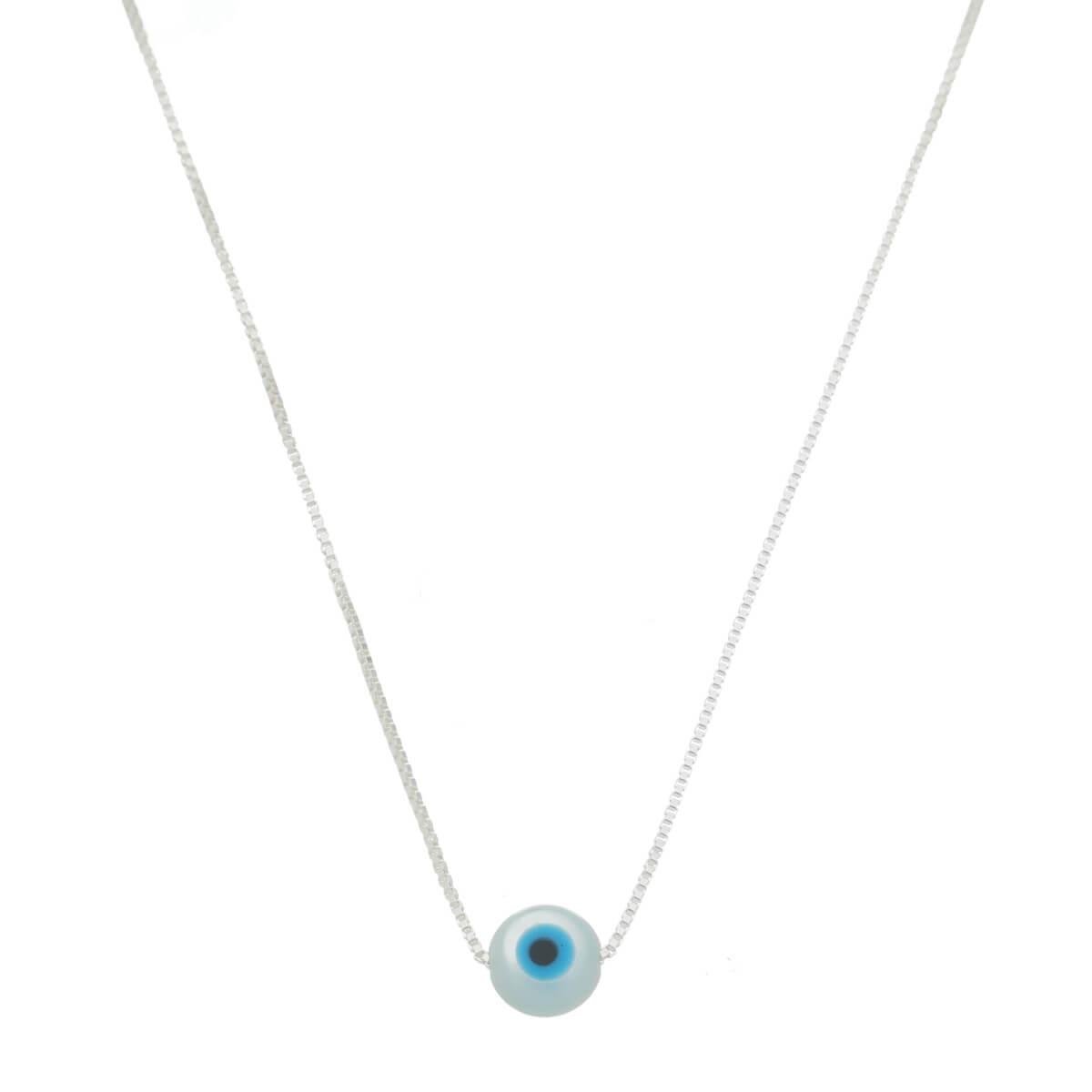 Colar de Prata 925 Olho Grego Médio 40cm