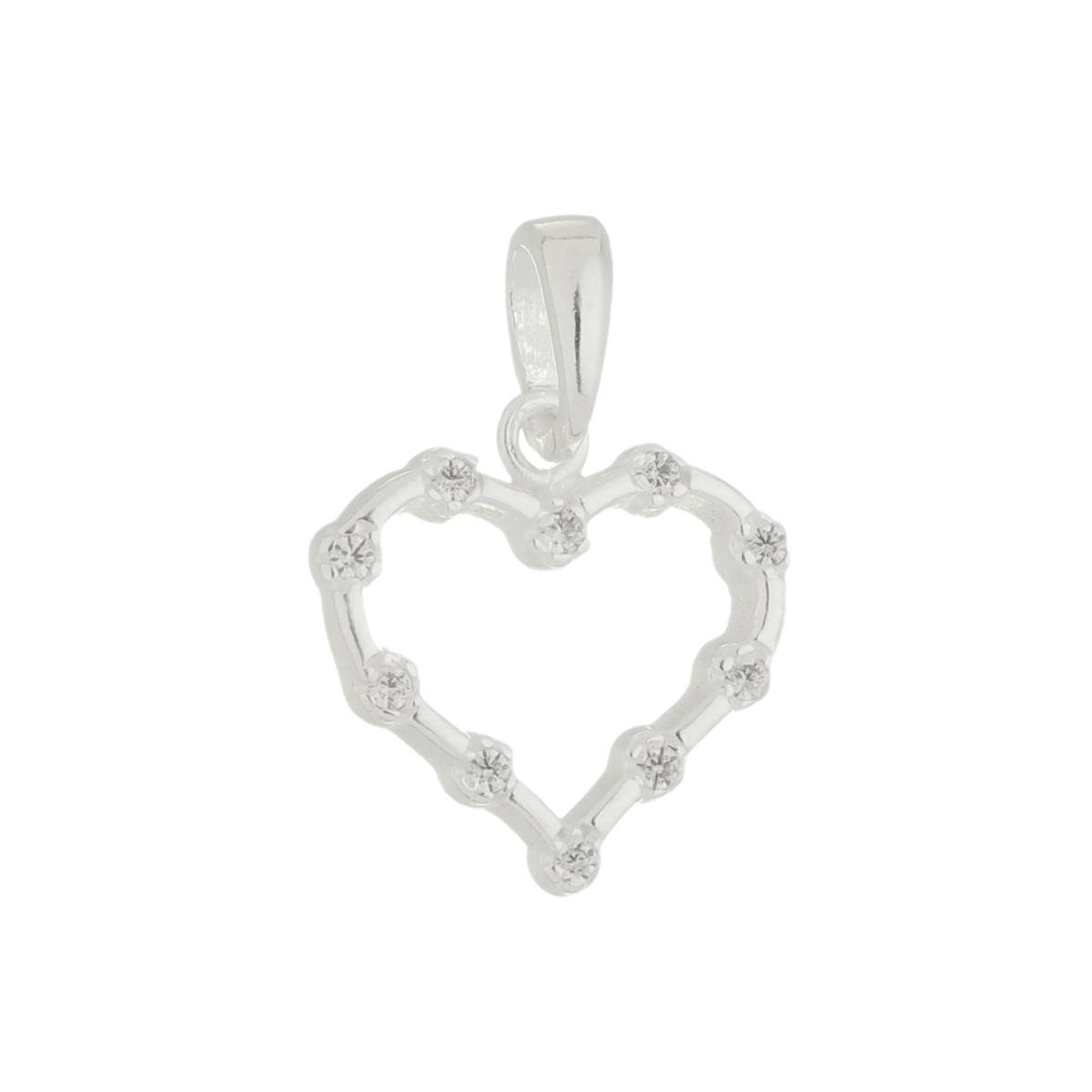 Colar de Prata 925 Pingente Coração com Zircônias