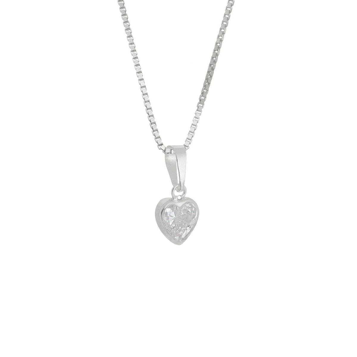 Colar Ponto De Luz Prata Coração 5mm