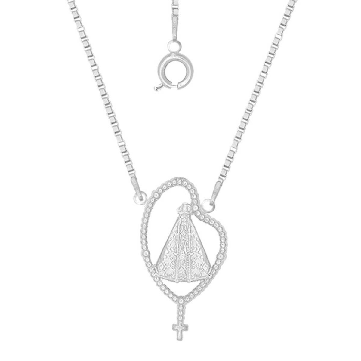 Colar De Prata Terço Nossa Senhora