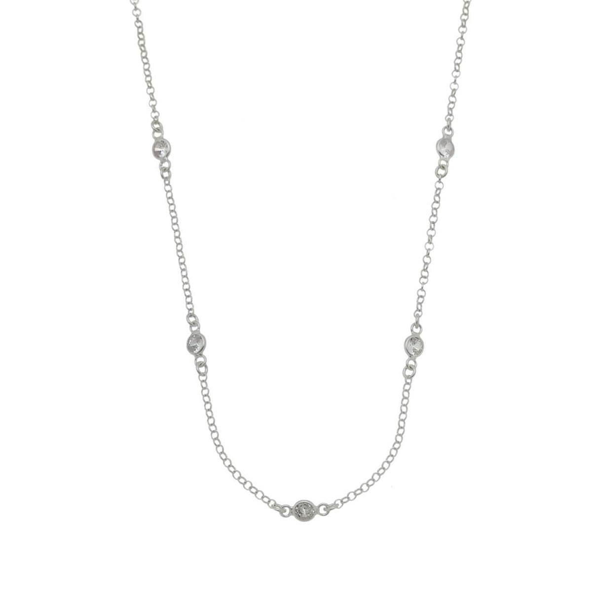 Colar De Prata com Zircônia Cristal