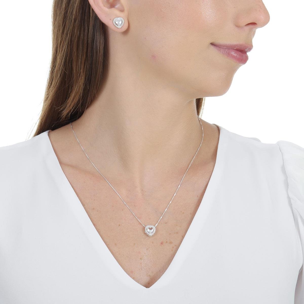 COLAR DE PRATA CORAÇÃO CRAVEJADO COM MICRO ZIRCÔNIAS