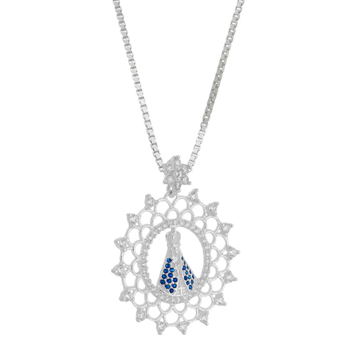 Colar De Prata Nossa Senhora com Zircônia