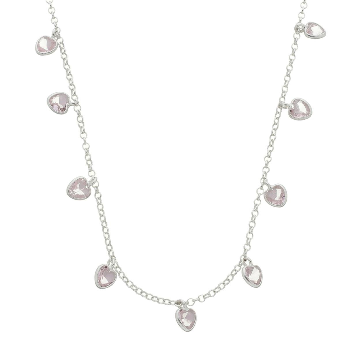 Colar Onze Corações 45cm de Prata 925