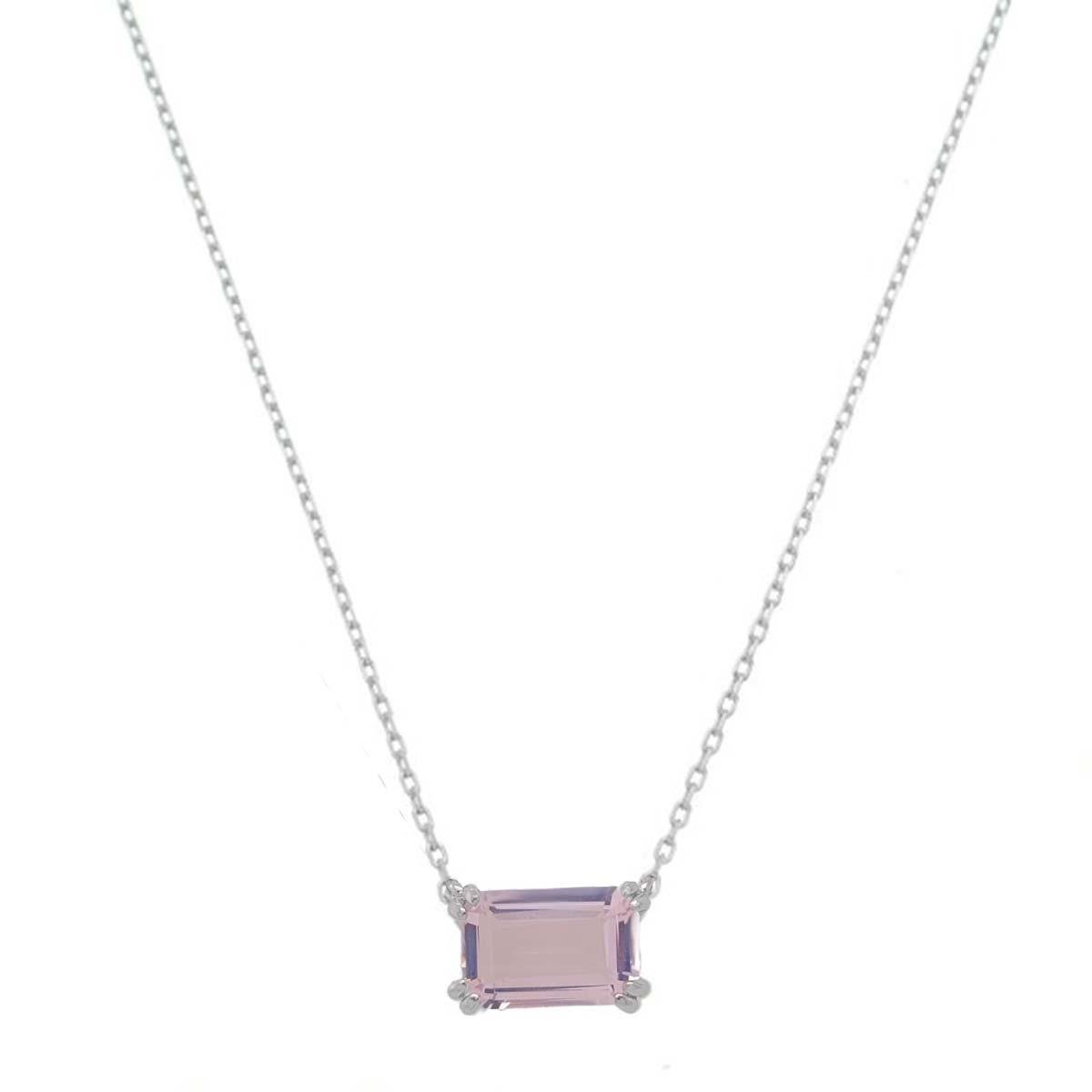 Colar De Prata Pedra Retangular 40cm