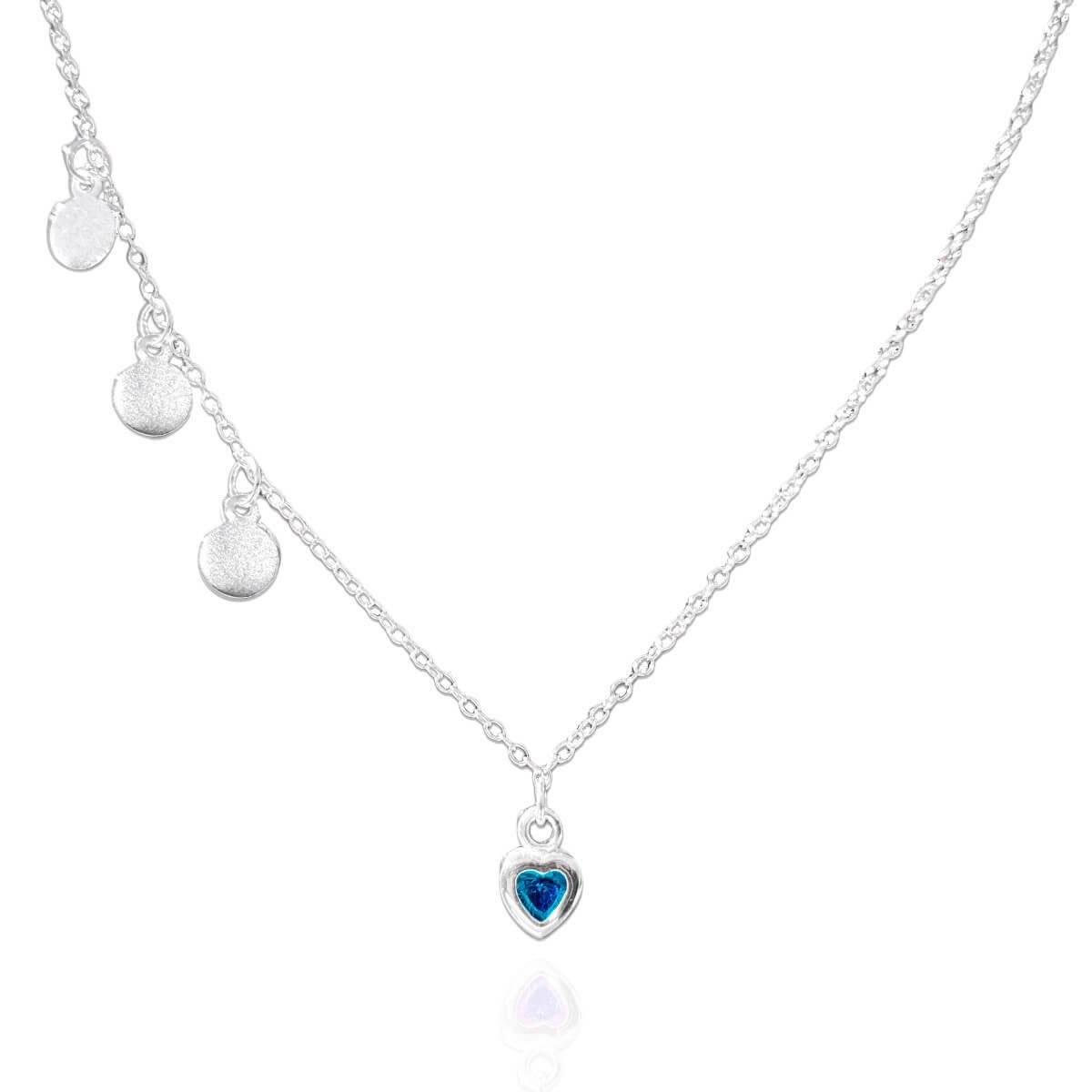 Colar Plaquinhas e Coração 40cm de Prata 925