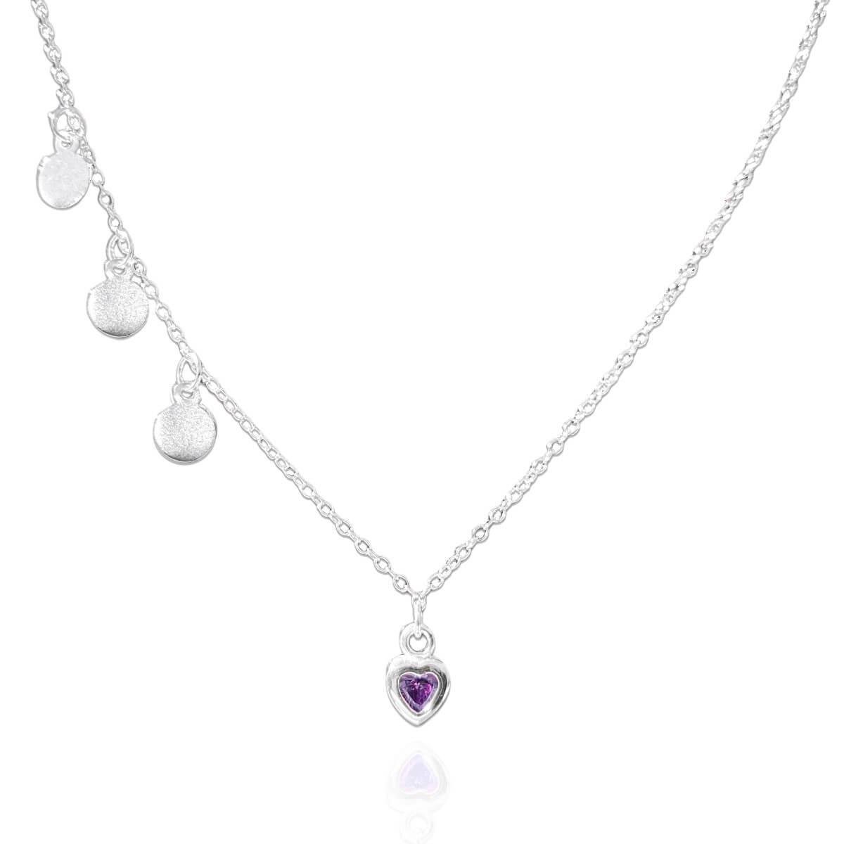 Colar Plaquinhas e Coração 40cm de Prata 925