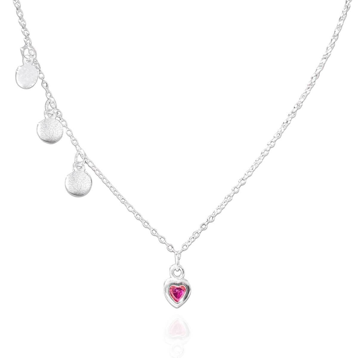 Colar Plaquinhas e Coração 40cm de Prata 925