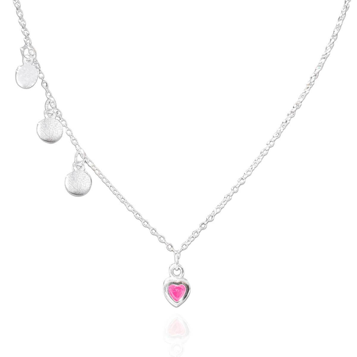 Colar Plaquinhas e Coração 40cm de Prata 925