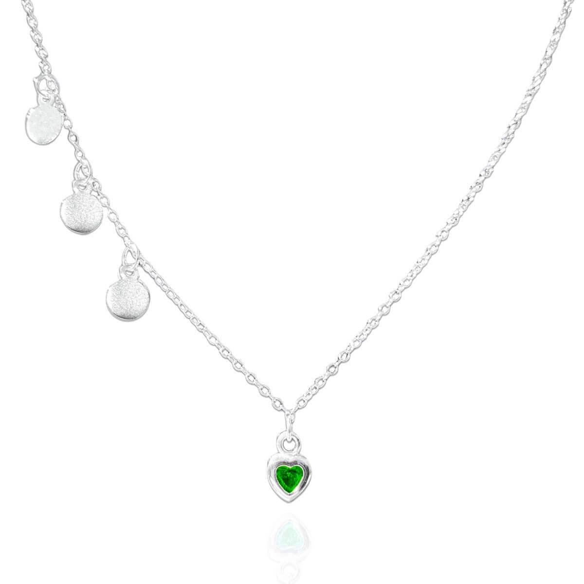 Colar Plaquinhas e Coração 40cm de Prata 925